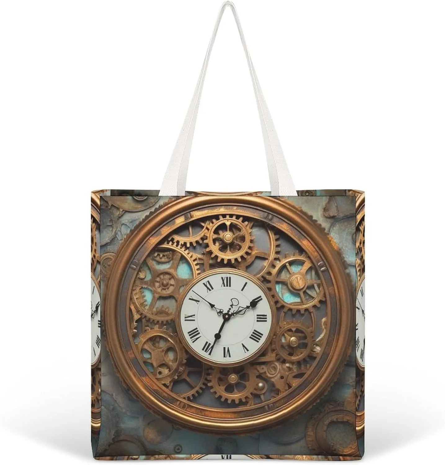 Tote Bag Laptop Handbag Teal And Gold Marble Grocery Bag Canvas Shoulder Bag Crossbody Bag for Travel