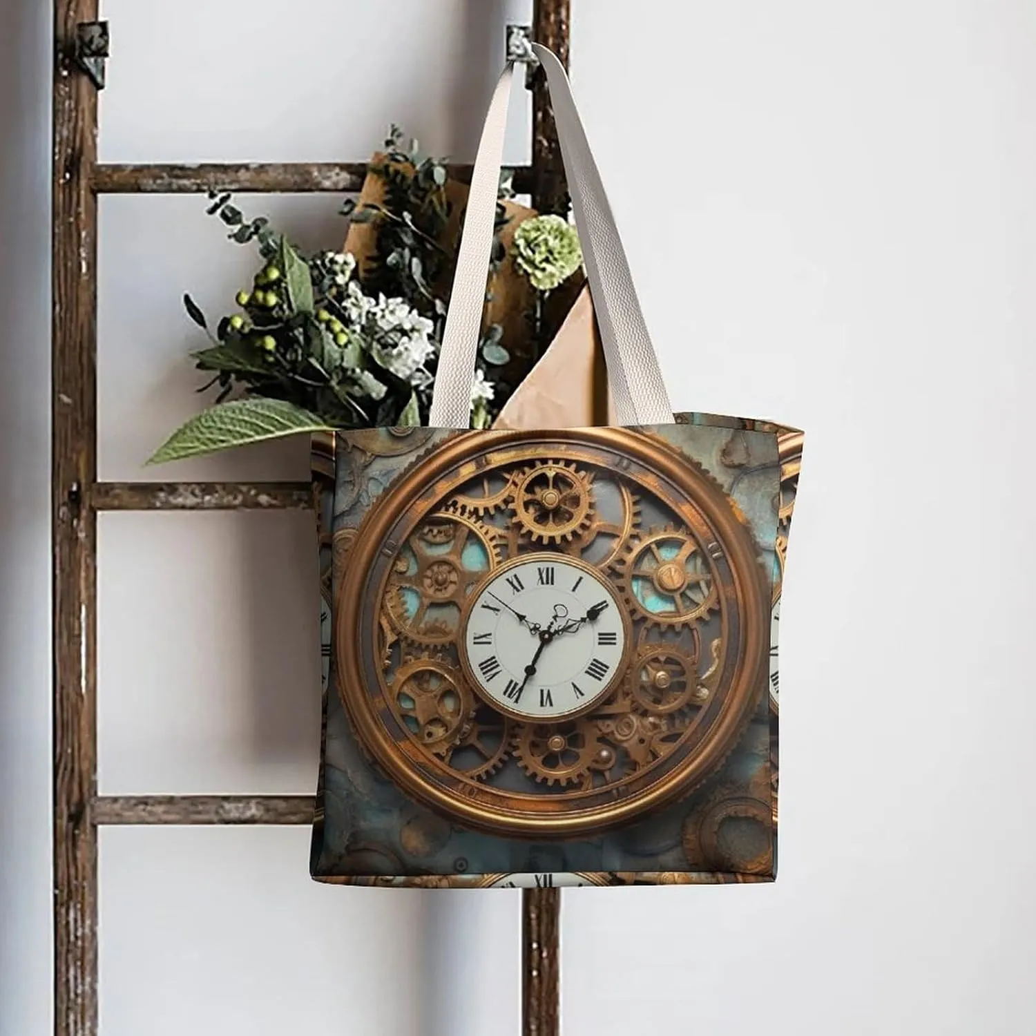 Tote Bag Laptop Handbag Teal And Gold Marble Grocery Bag Canvas Shoulder Bag Crossbody Bag for Travel