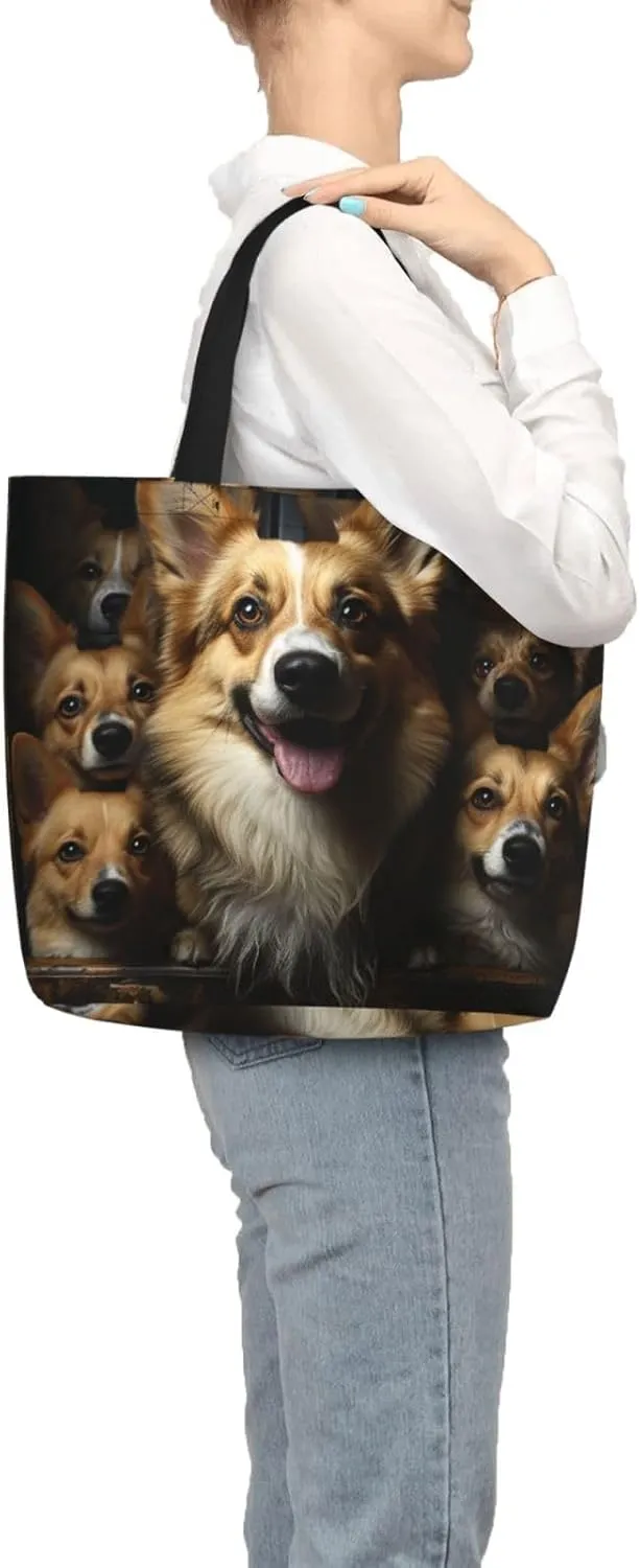 Tote Bag Large Capacity Grocery Bag With Zipper Cute Bunnys Shopping Bag Shoulder Bag for Women