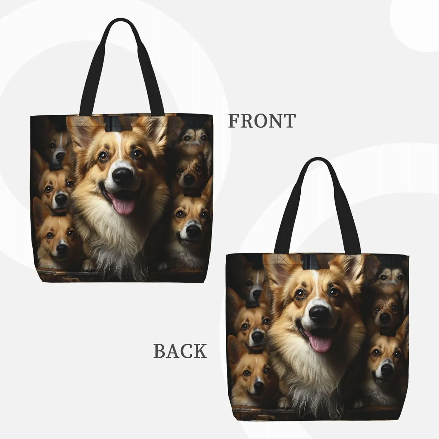 Tote Bag Large Capacity Grocery Bag With Zipper Cute Bunnys Shopping Bag Shoulder Bag for Women