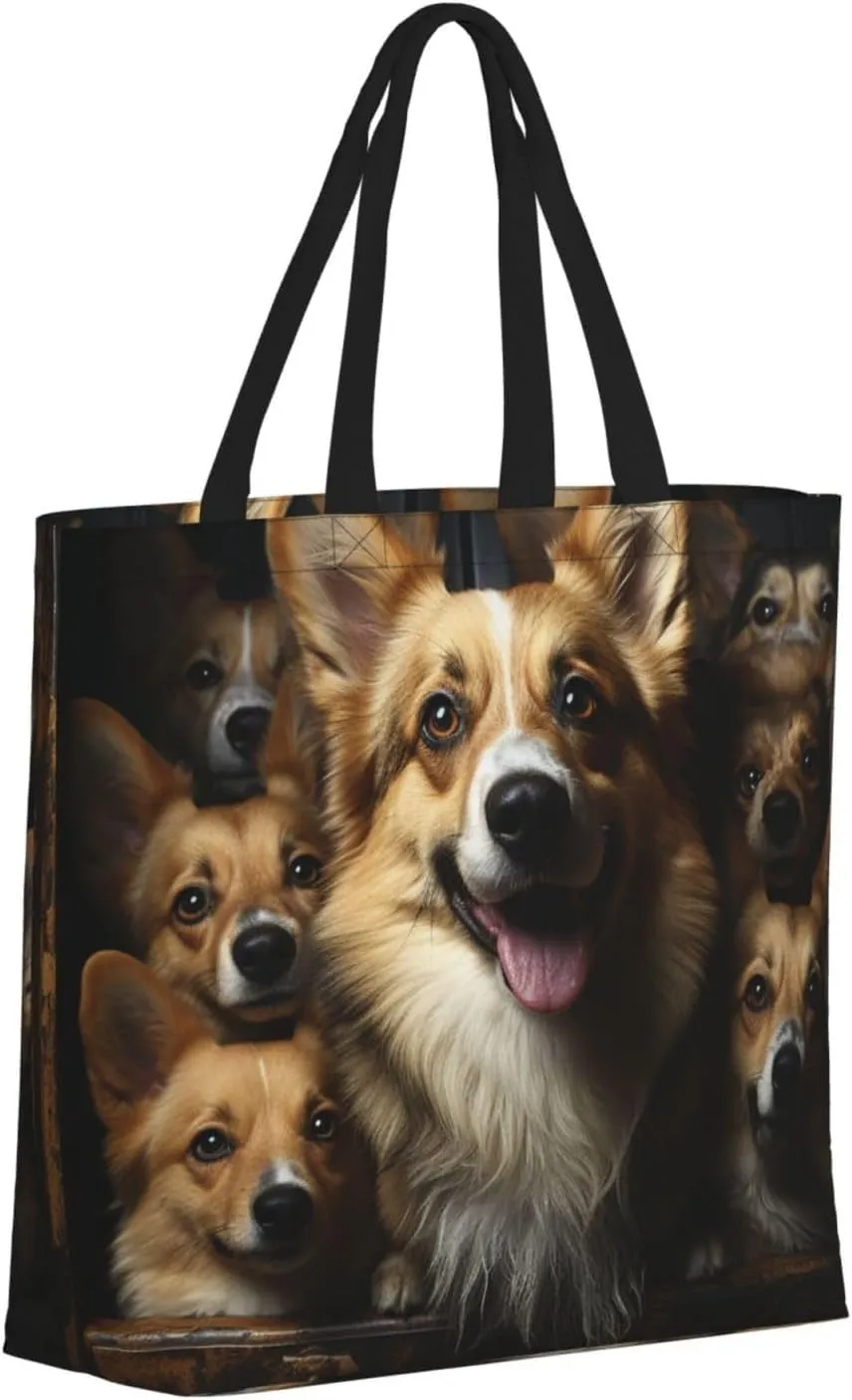 Tote Bag Large Capacity Grocery Bag With Zipper Cute Bunnys Shopping Bag Shoulder Bag for Women