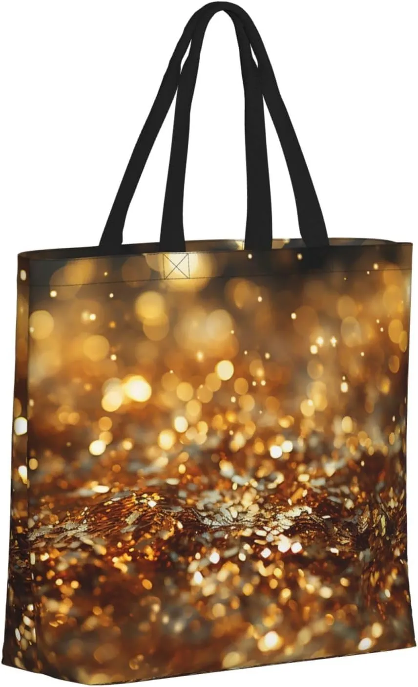 Tote Bag Large Capacity Grocery Bag With Zipper Golden Retriever Paw Prints Shopping Bag Shoulder Bag for Women