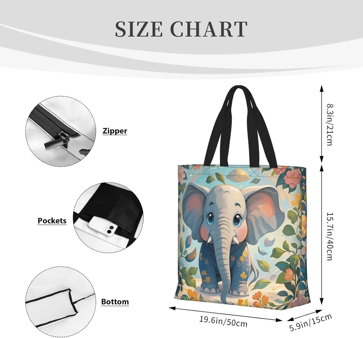 Tote Bag Large Capacity Grocery Bag With Zipper Pitbull Dogs Shopping Bag Shoulder Bag for Women