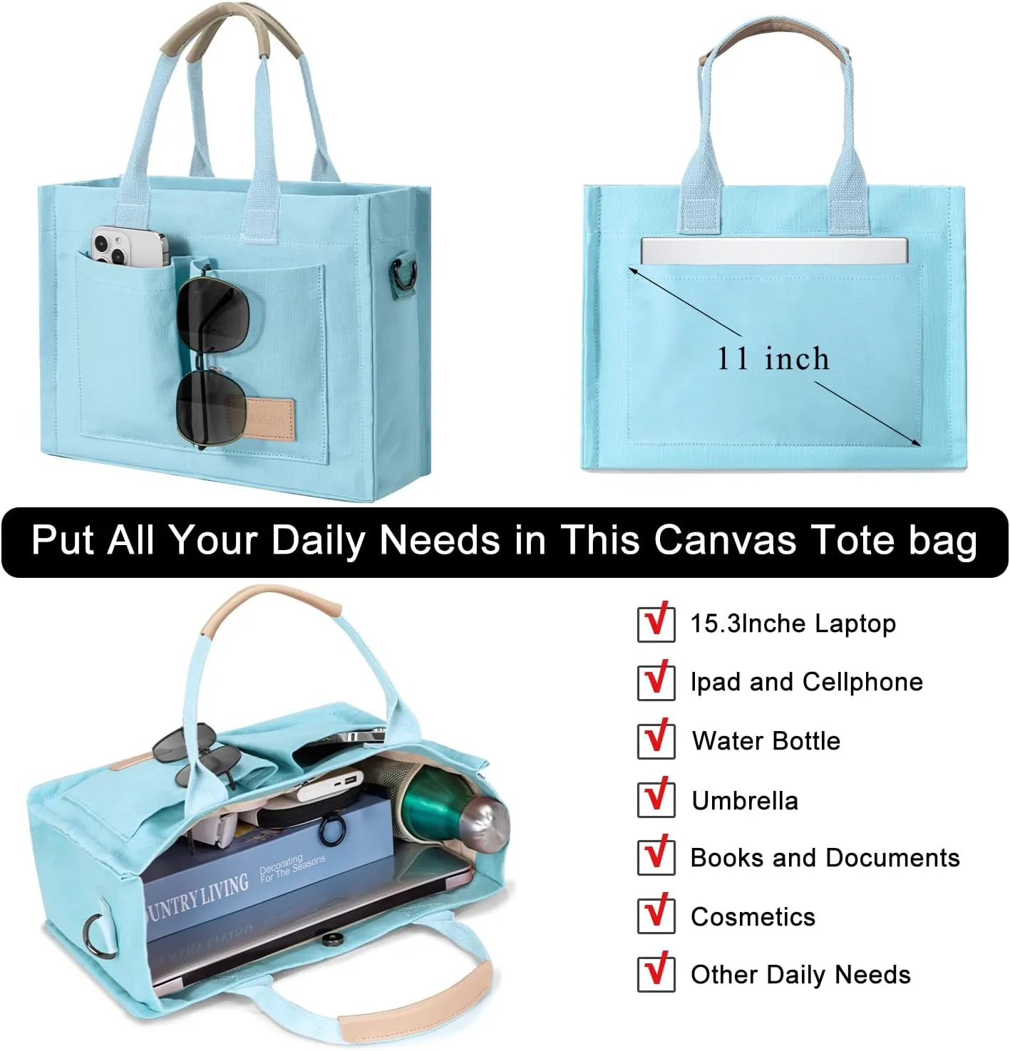 Tote Bags for Women Canvas Tote Purse Crossbody Bags with Pockets Top Handle Shoulder Handbags Satchel Bags for Women