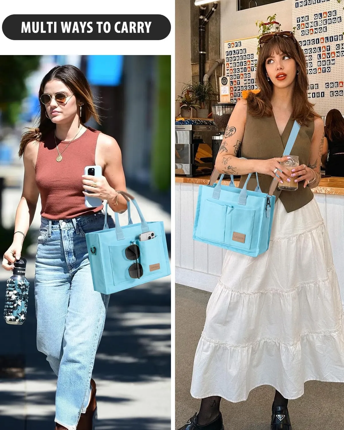 Tote Bags for Women Canvas Tote Purse Crossbody Bags with Pockets Top Handle Shoulder Handbags Satchel Bags for Women
