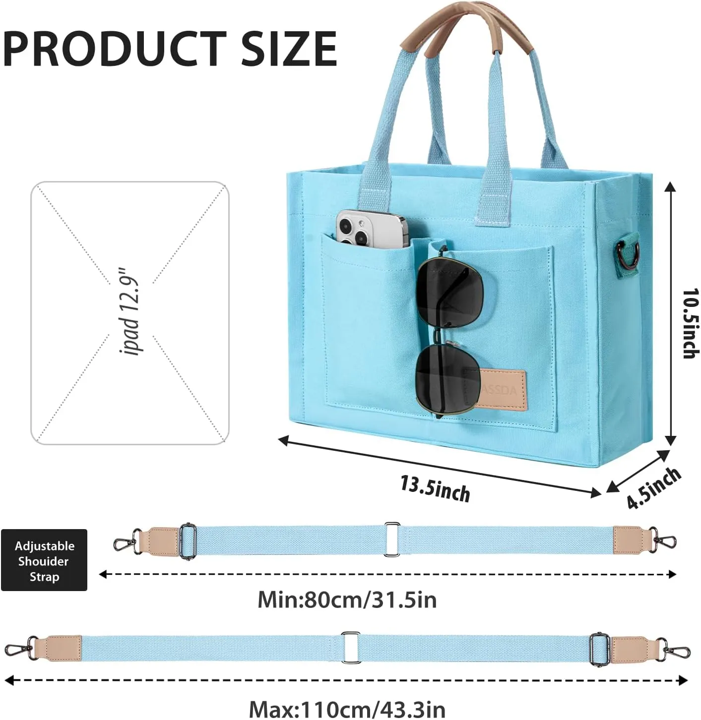 Tote Bags for Women Canvas Tote Purse Crossbody Bags with Pockets Top Handle Shoulder Handbags Satchel Bags for Women