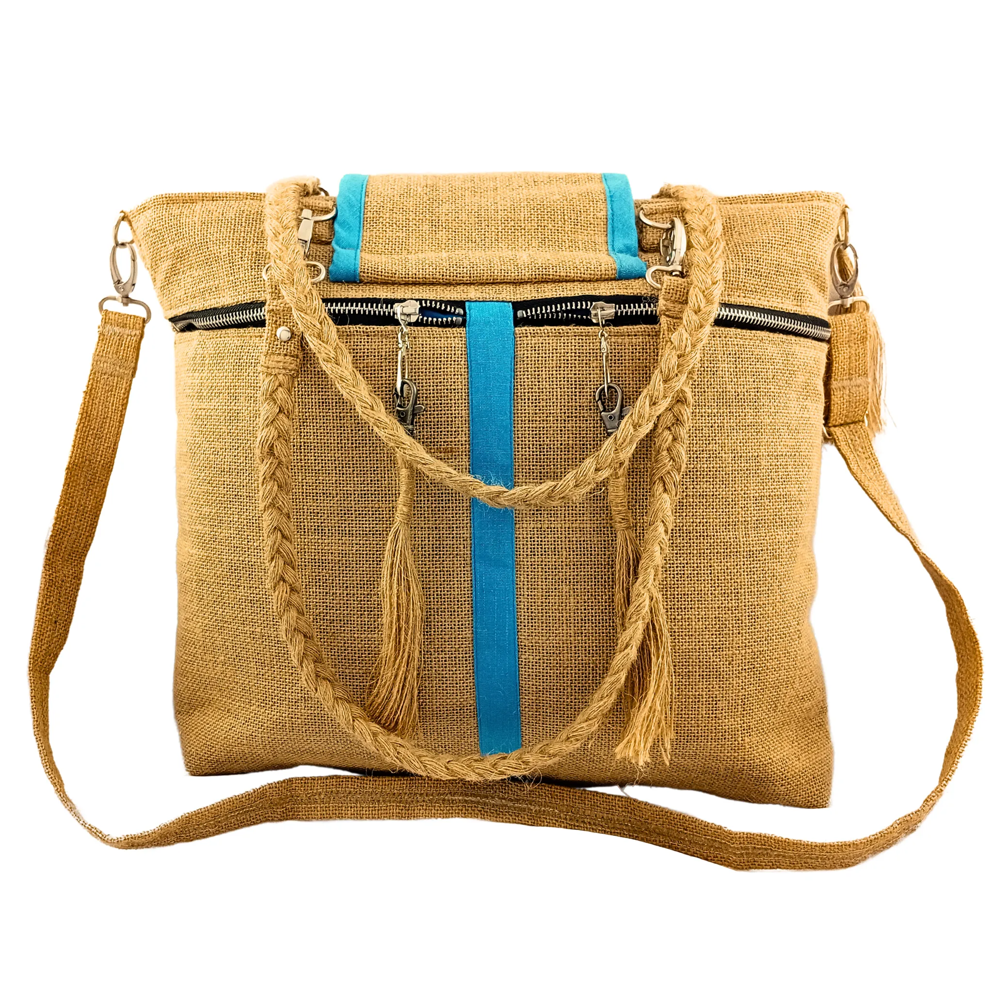 Tote with Ocean Blue Linen Accent