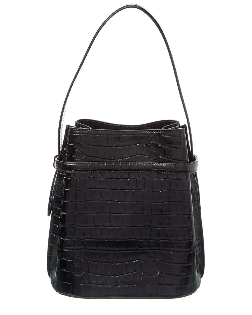 TOTEME Belted Croc-Embossed Leather Bucket Bag