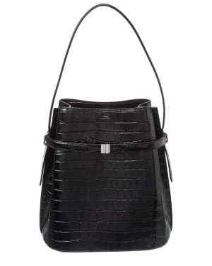 TOTEME Belted Croc-Embossed Leather Bucket Bag