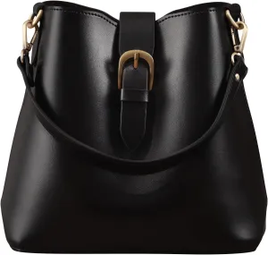 Town Bucket Vegan Leather Bag For Women Hobo Retro Faux Casual Purse Classic Vintage Simple Shoulder Handbag