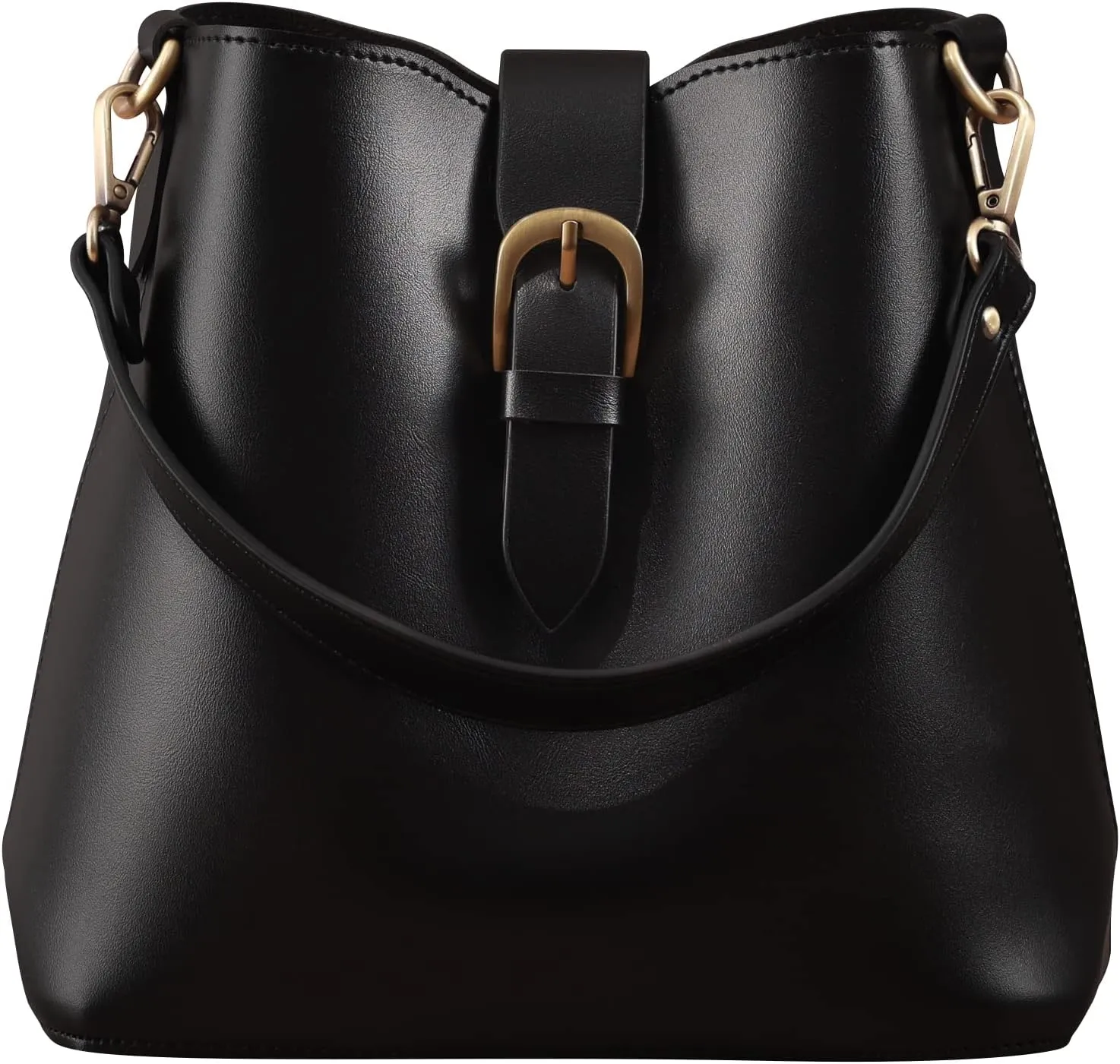 Town Bucket Vegan Leather Bag For Women Hobo Retro Faux Casual Purse Classic Vintage Simple Shoulder Handbag