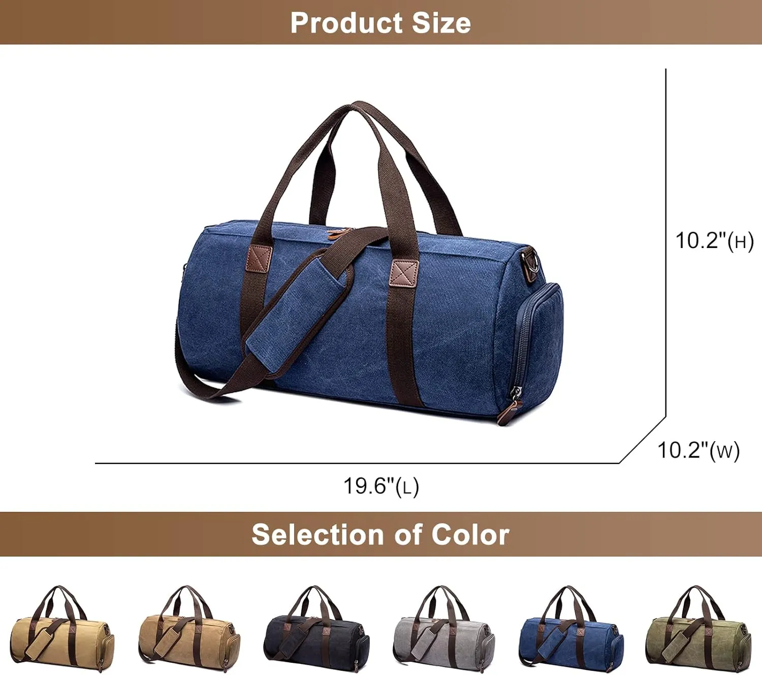 Travel Duffel Bag for Men, Canvas Crossbody Shoulder Bag Large Capacity Satchel Bags for Climbing Camping Hiking (Green)