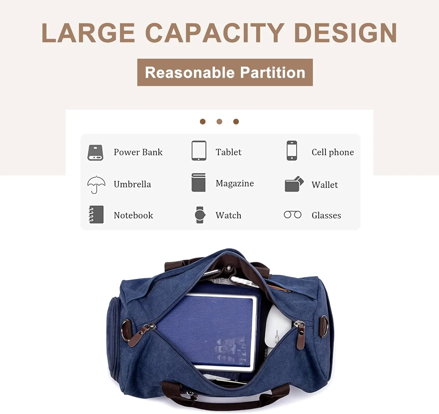 Travel Duffel Bag for Men, Canvas Crossbody Shoulder Bag Large Capacity Satchel Bags for Climbing Camping Hiking (Green)