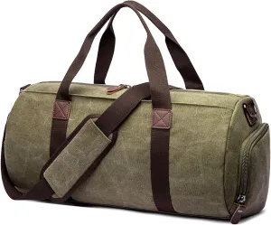 Travel Duffel Bag for Men, Canvas Crossbody Shoulder Bag Large Capacity Satchel Bags for Climbing Camping Hiking (Green)