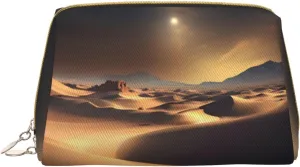 Travel Makeup Bag - Sahara Desert Waterproof Makeup Bag Large Capacity PU Leather Cosmetic Bags for Women Print