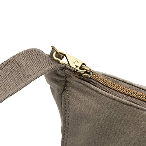Travelon Anti-theft Courier Bucket Hobo Travel Purse, Stone Gray