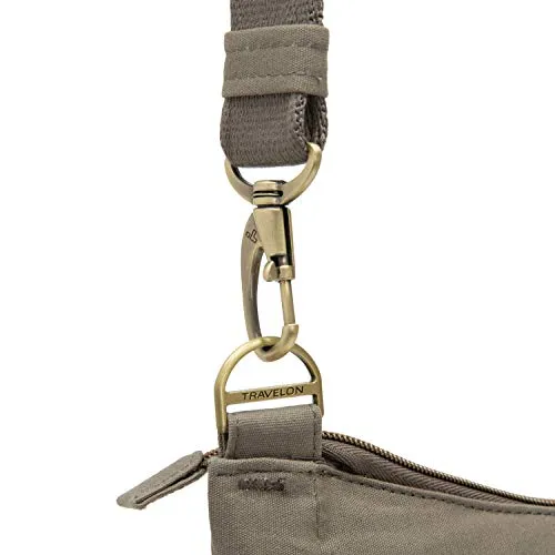 Travelon Anti-theft Courier Bucket Hobo Travel Purse, Stone Gray