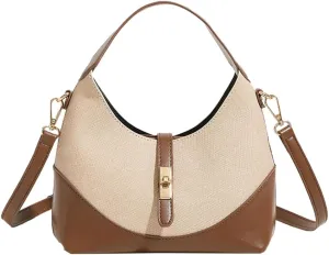 Trendy Vegan Leather Tote Purse for Women Small Shoulder Crossbody Bag Handbag Ladies Designer Satchel 2pcs