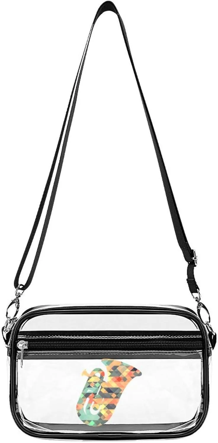 Tuba Instruments Music ArtTuba Instruments Music Art Clear Stadium Bag Clear Mini Messenger Bags with 2 Compartments Crossbody Bag