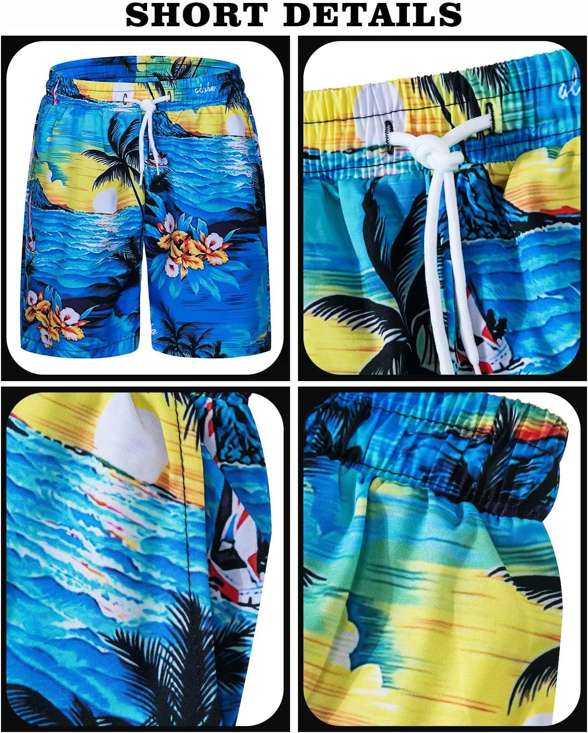 TUNEVUSE Little & Big Boys Hawaiian Button Down Shirts and Short Sets with Bucket Hat Summer Outfits Printed Kids Cabana Set