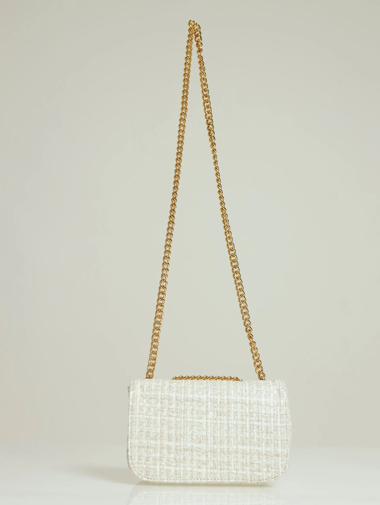 Tweed Silver Satchel - Cream