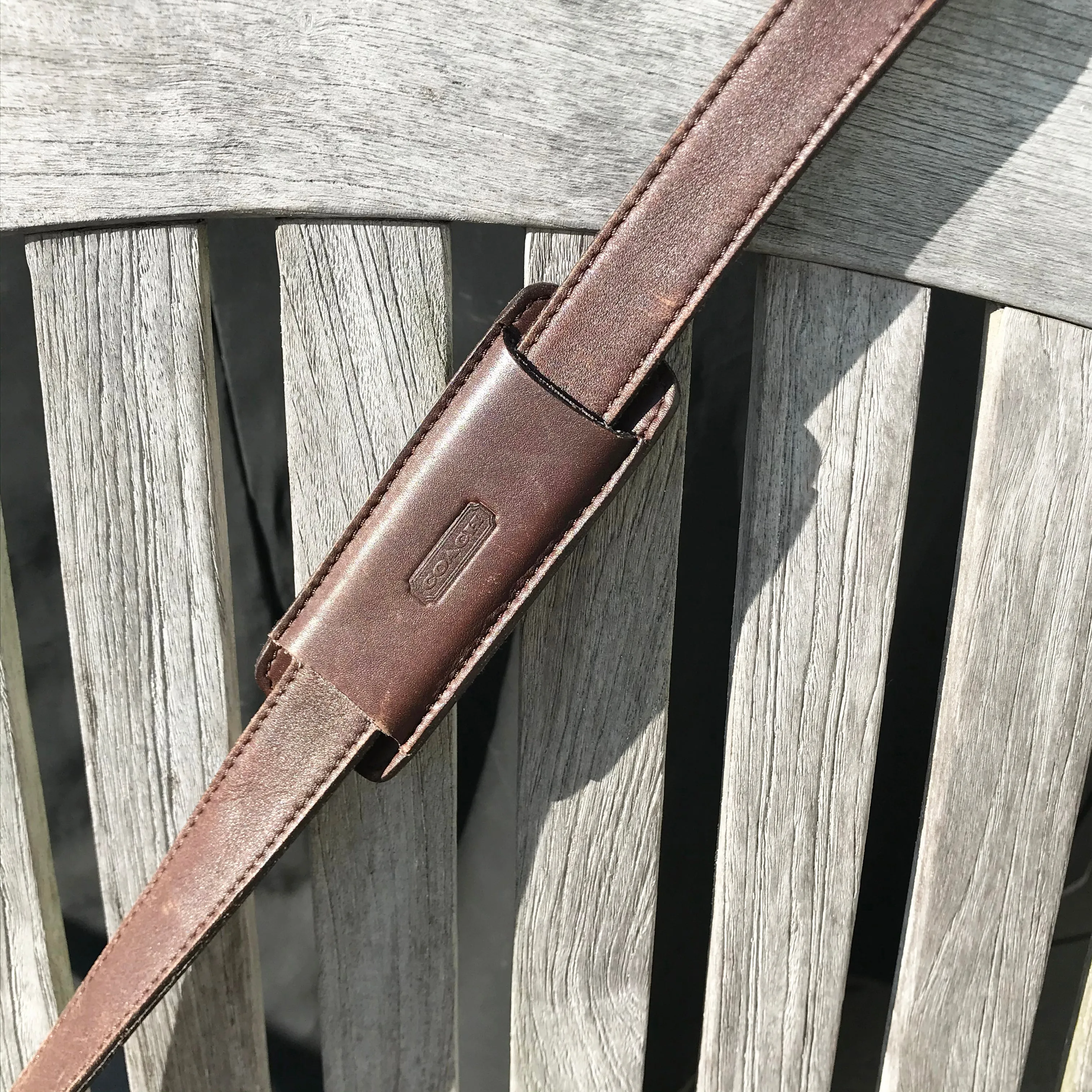 Up Cycled Coach Brief Case Chocolate Brown Leather