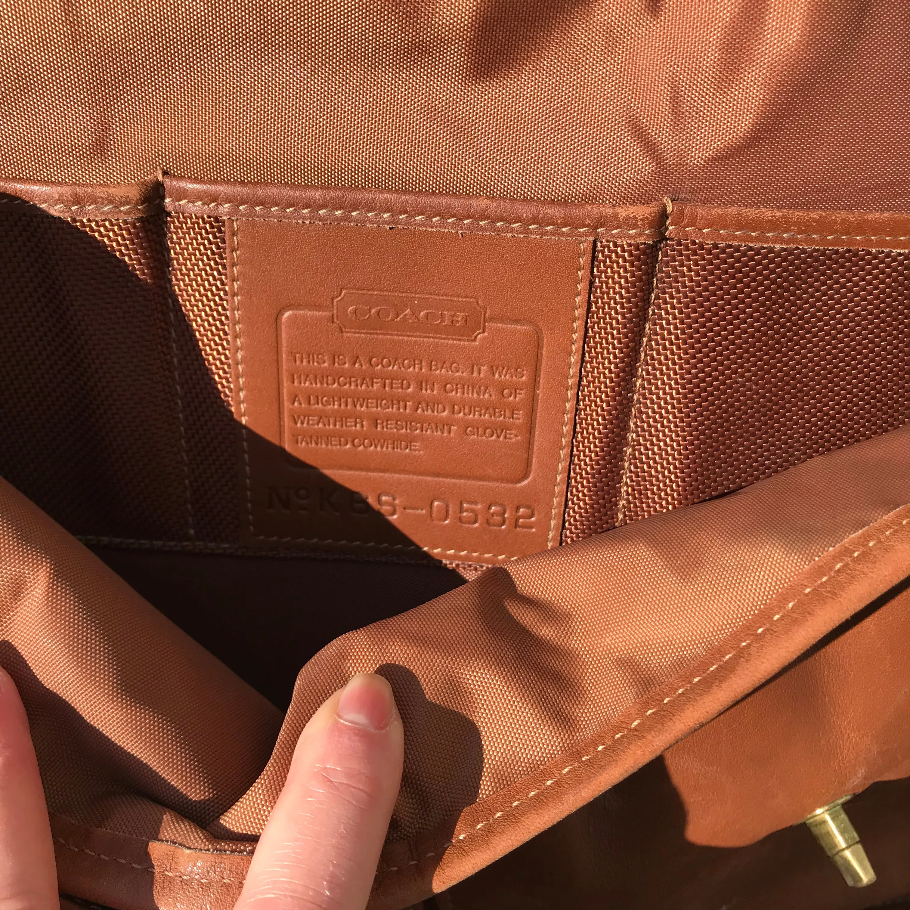 Up Cycled Coach Carmel Leather Brief Case