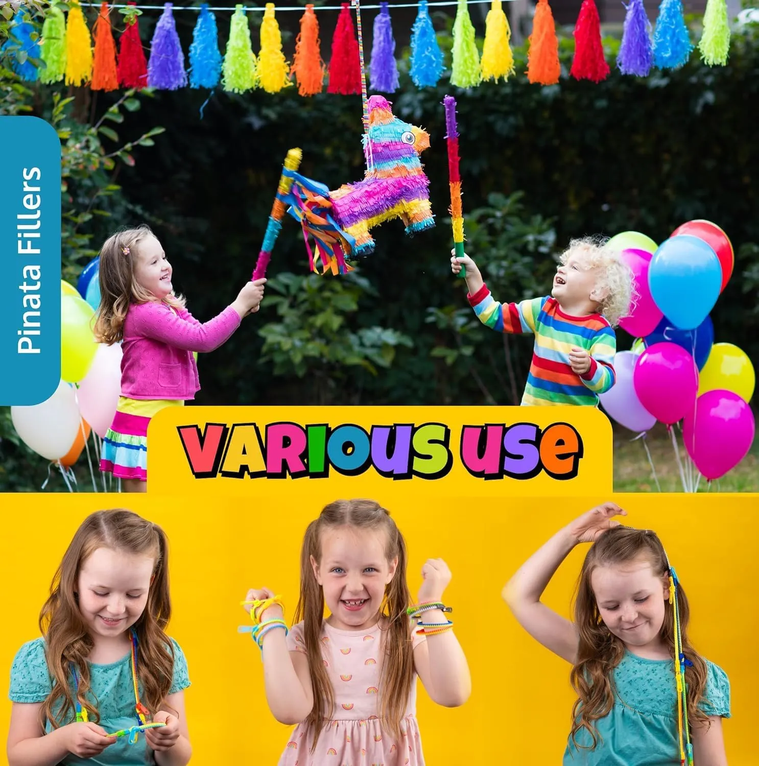 UpBrands 72 Classroom Rewards, Party Favors for Kids, Friendship Zipper Bracelets 7.5” Sensory Bulk Set, Fidget Toys, Easter Basket Stuffers, Kit for Valentine, Birthday, Goodie Bag Easter Egg Fillers