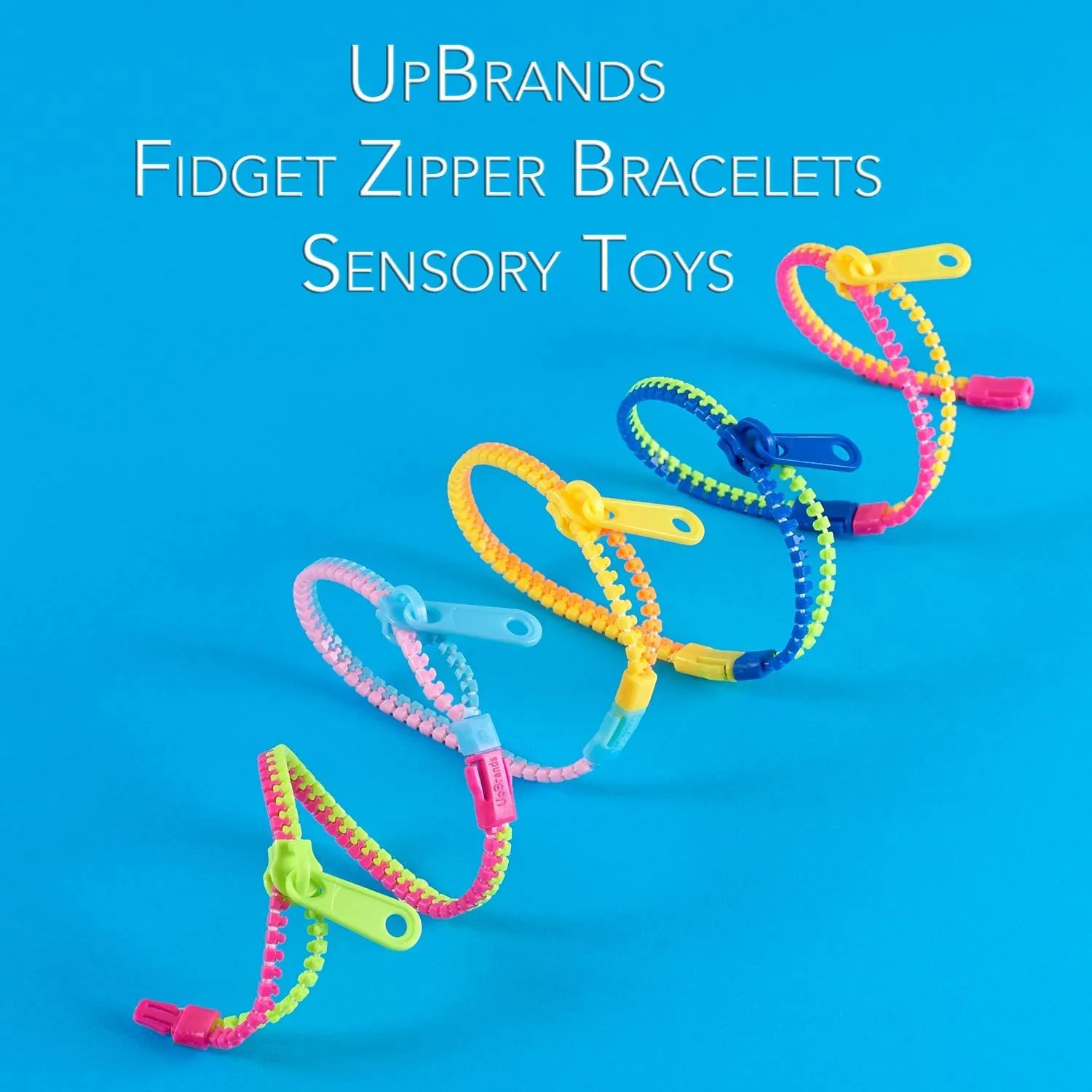 UpBrands 96 Party Favors for Kids Easter Egg Stuffers, Friendship Zipper Bracelets 7.5” Stress Relief Fidget Toys, Kit for Valentines, Birthday, Goodie Bags, Easter Egg Fillers, Classroom Rewards