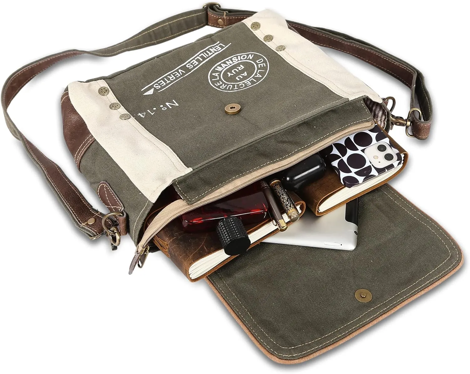 Upcycled Large Canvas Crossbody/shoulder Bag for women with removable shoulder strap canvas tote boho handbag