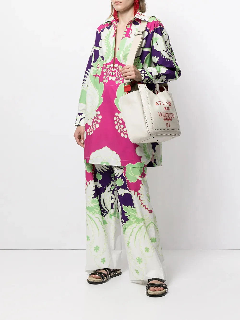 Valentino Printed Wide-Leg Trousers