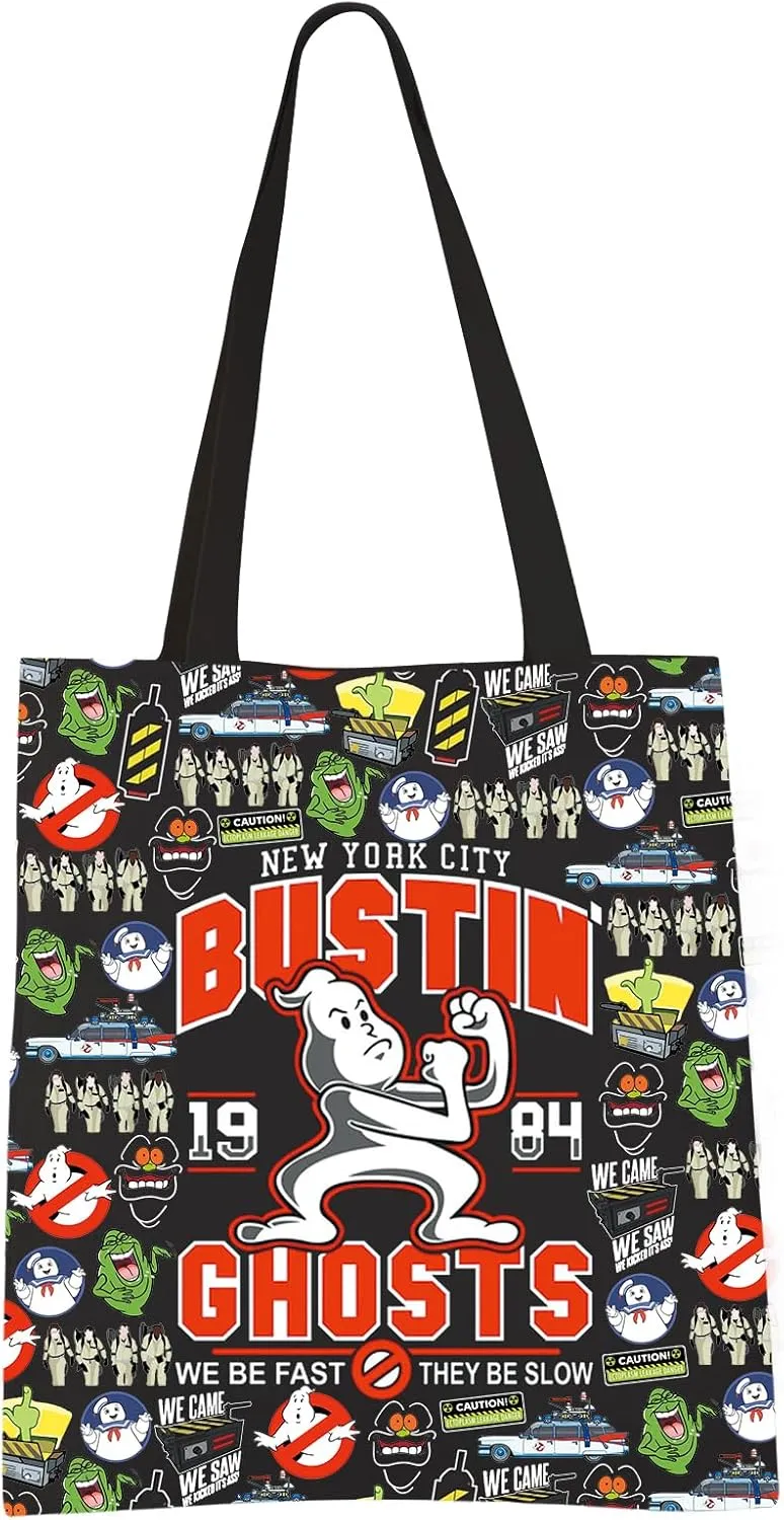 VAMSII Bustin Ghosts Tote Bag - Adult Unisex Medium Canvas Cosmetics Tote Bag - Water Resistant, Portable, Lightweight - 15.74"L x 13.78"W x 0.39"H - Ghostbusters