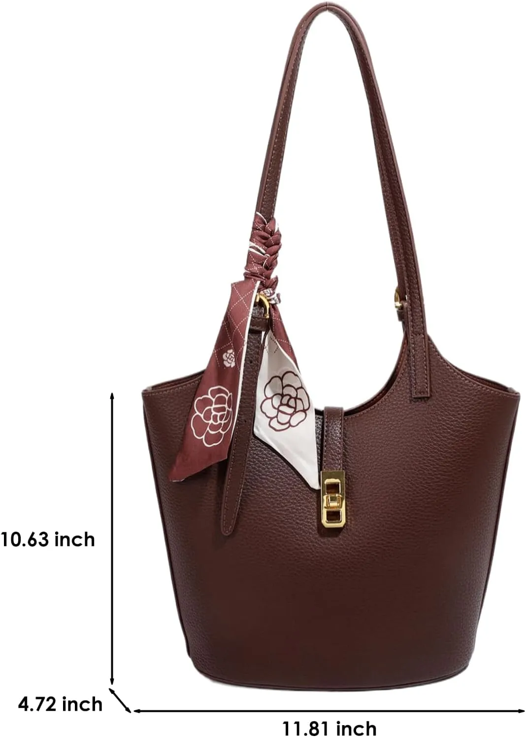Vegan Leather Bucket Bag Designer Handbags for Women Hobo Bag 2 in 1 Scoop Neck Tote with Removable Pouch