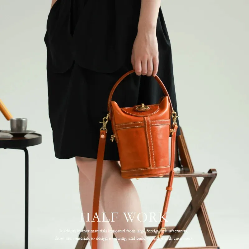 Vegetable Tanned Leather Bucket Bag