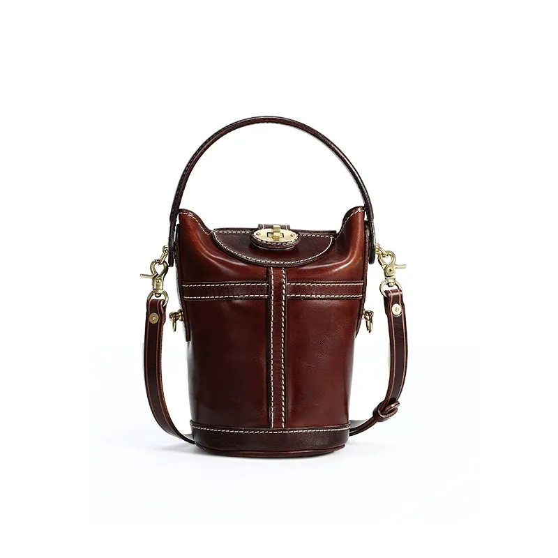 Vegetable Tanned Leather Bucket Bag