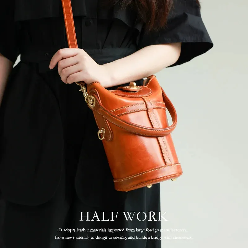 Vegetable Tanned Leather Bucket Bag