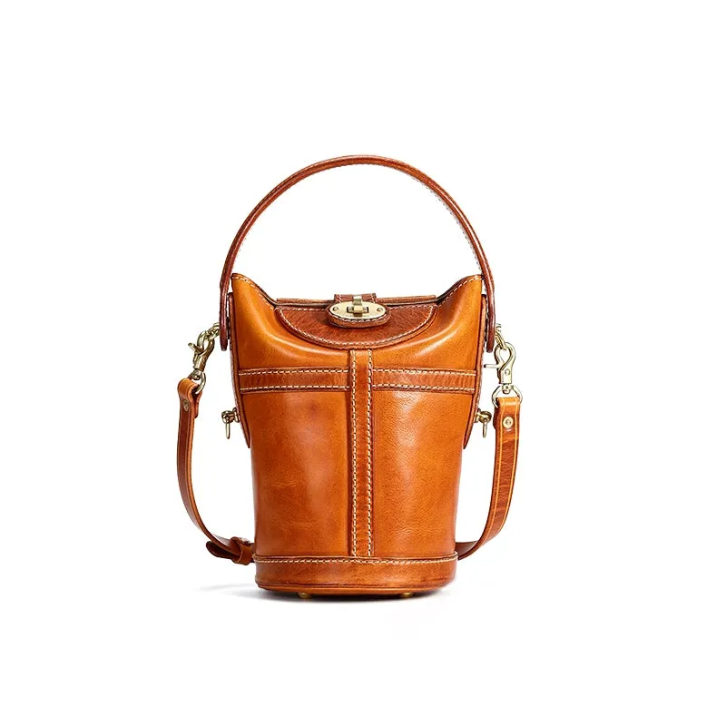 Vegetable Tanned Leather Bucket Bag