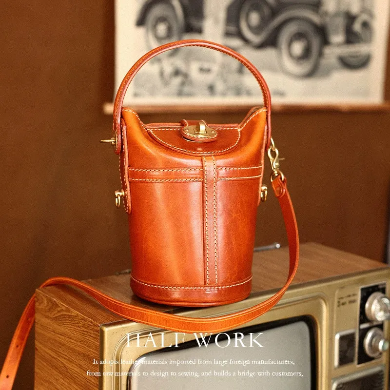 Vegetable Tanned Leather Bucket Bag