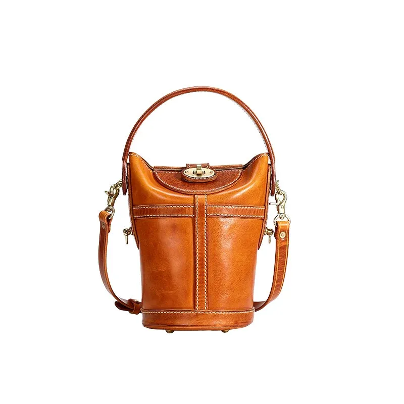 Vegetable Tanned Leather Bucket Bag