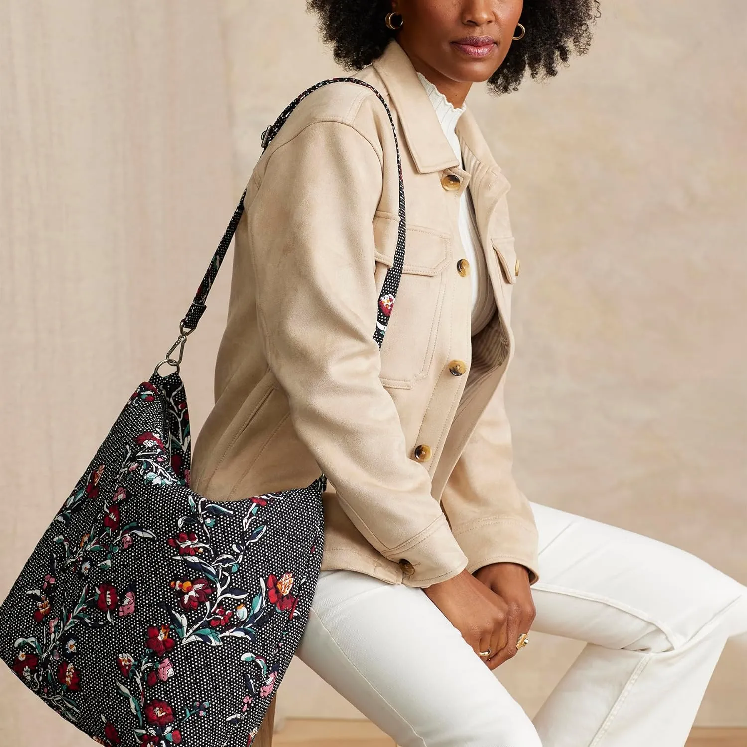 Vera Bradley Women's Cotton Oversized Hobo Shoulder Bag