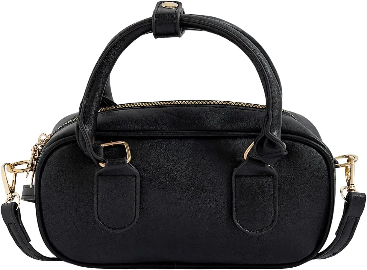 Verdusa Women's Bucket Leather Crossbody Satchel Bags Retro Top Handle Clutch Bowling Bag