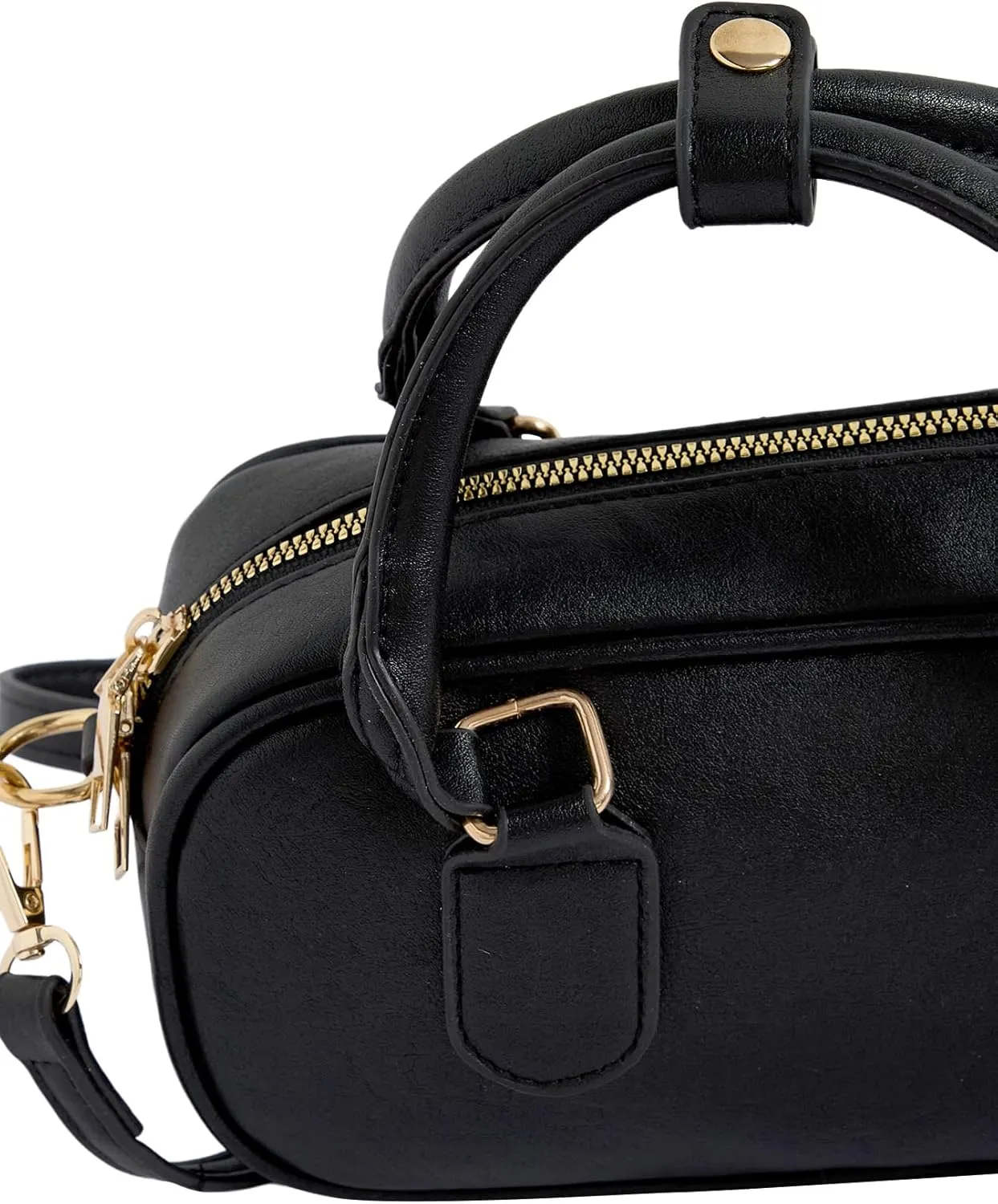 Verdusa Women's Bucket Leather Crossbody Satchel Bags Retro Top Handle Clutch Bowling Bag