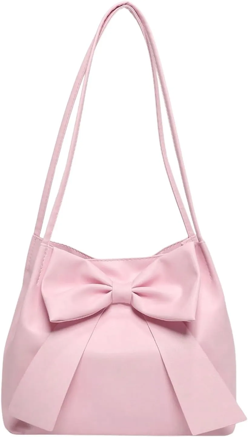 Verdusa Women's PU Leather Shoulder Tote Bags Bow Satchel Purses