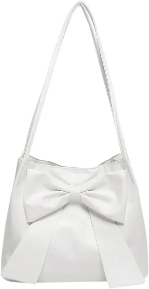 Verdusa Women's PU Leather Shoulder Tote Bags Bow Satchel Purses