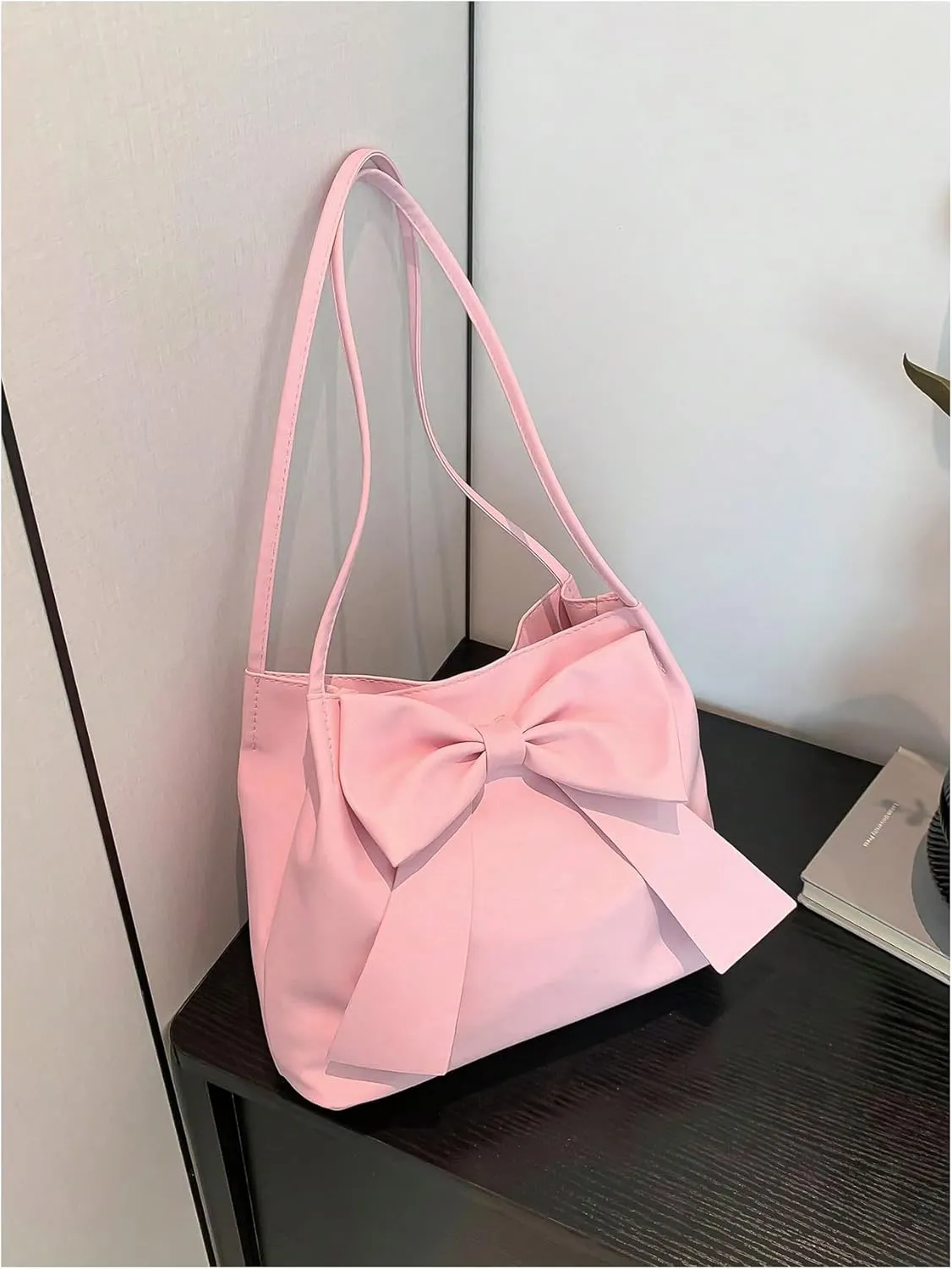 Verdusa Women's PU Leather Shoulder Tote Bags Bow Satchel Purses