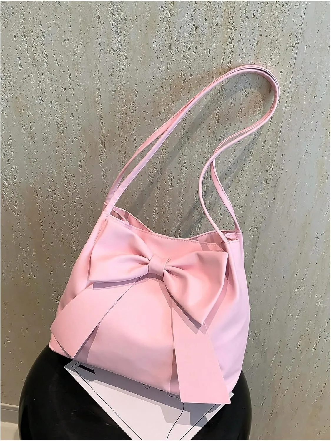 Verdusa Women's PU Leather Shoulder Tote Bags Bow Satchel Purses