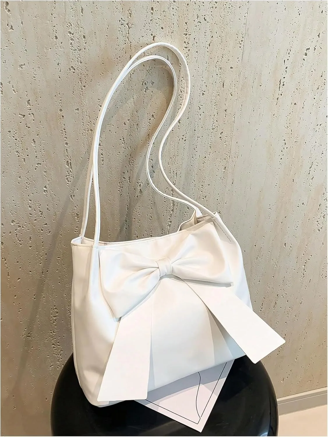 Verdusa Women's PU Leather Shoulder Tote Bags Bow Satchel Purses