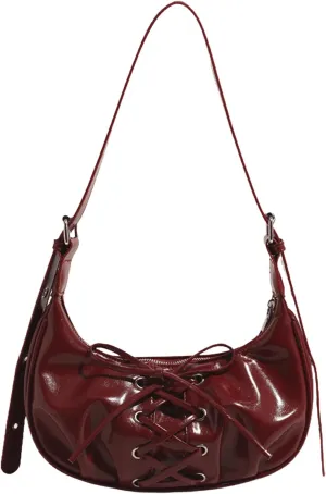 Verdusa Women's Vintage Lace Up Leather Bags Top Handle Crescent Shoulder Handbags