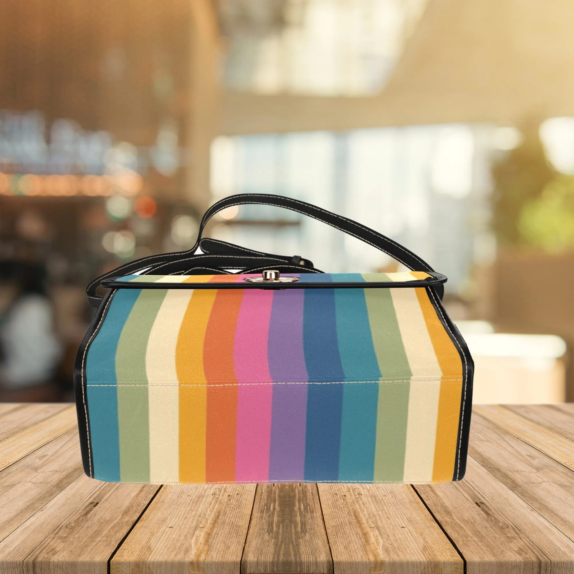 Vertical Rainbow | Canvas Satchel Bag
