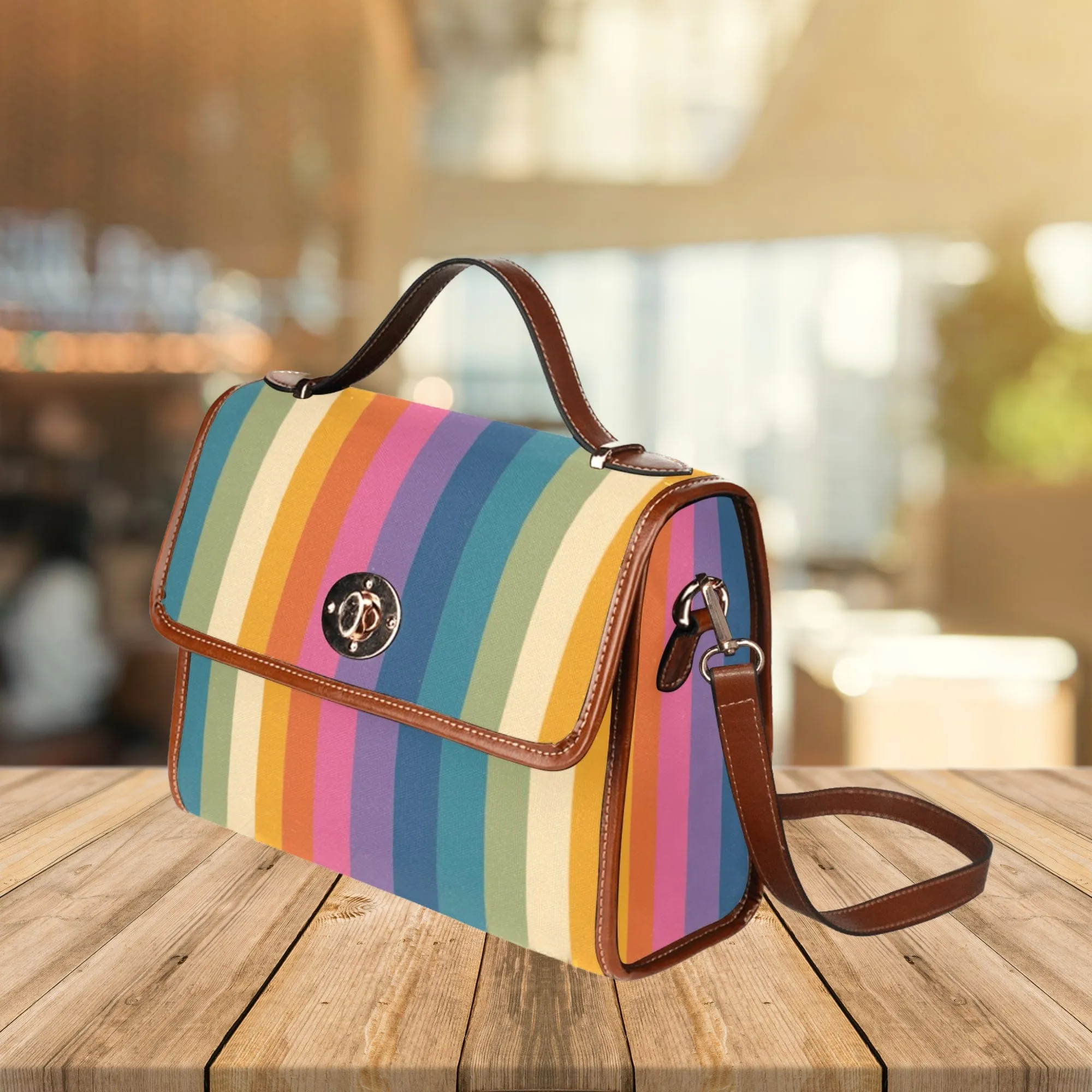 Vertical Rainbow | Canvas Satchel Bag